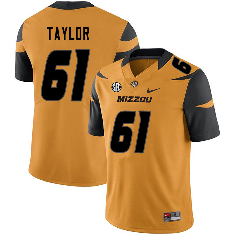 Men #61 Richard Taylor Missouri Tigers College Football Jerseys Sale-Yellow - Click Image to Close